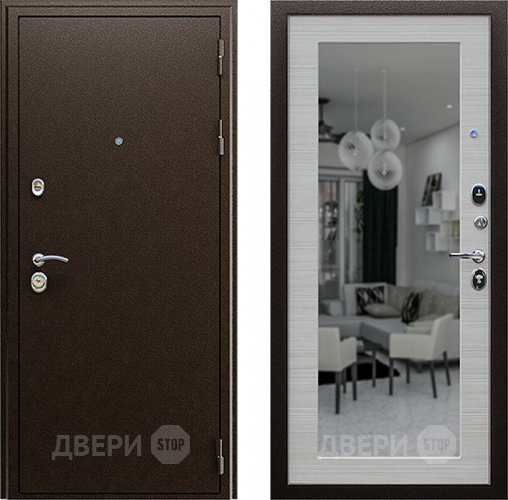 Входная металлическая Дверь АСД Спартак с зеркалом Акация светлая