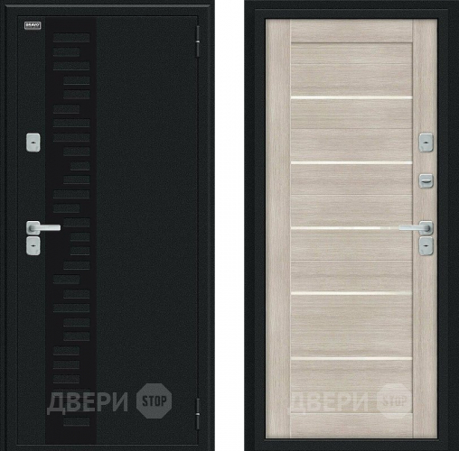 Дверь Bravo Thermo Техно Декор Букле черное/Cappuccino Veralinga