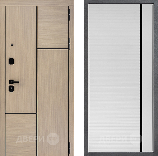 Входная металлическая Дверь Дверной континент ДК-14 ФЛ-757 Черное Стекло Софт милк