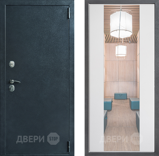 Входная металлическая Дверь Дверной континент ДК-70 Дизайн ФЛЗ-1 Зеркало Белый софт