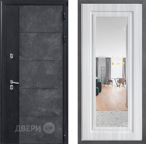 Дверь Дверной континент ДК-15 Бетон ТЕРМО ФЛЗ Зеркало Сандал белый