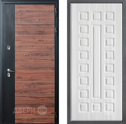 Входная металлическая Дверь Дверной континент ДК-15 Красное Дерево ТЕРМО ФЛ-183 Сандал белый