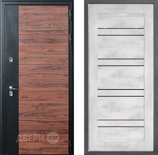 Входная металлическая Дверь Дверной континент ДК-15 Красное Дерево ТЕРМО ФЛ-49 Бетон снежный