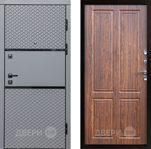 Входная металлическая Дверь Престиж Ромб Премиум Орех светлый