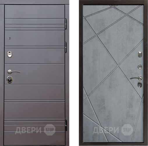Входная металлическая Дверь Престиж Линия Браун Лучи Бетон темный