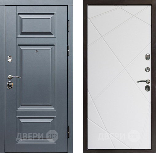 Входная металлическая Дверь Престиж Премиум Лучи Бетон белый