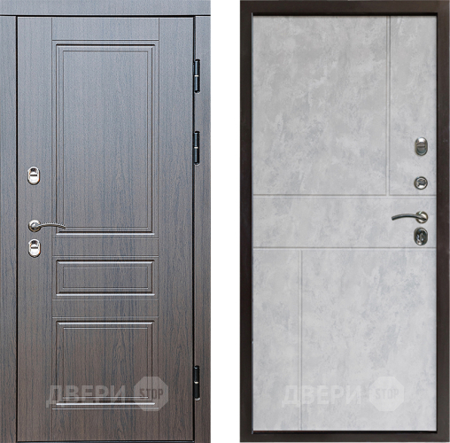 Входная металлическая Дверь Престиж TERMO с терморазрывом Классика Горизонт Бетон светлый