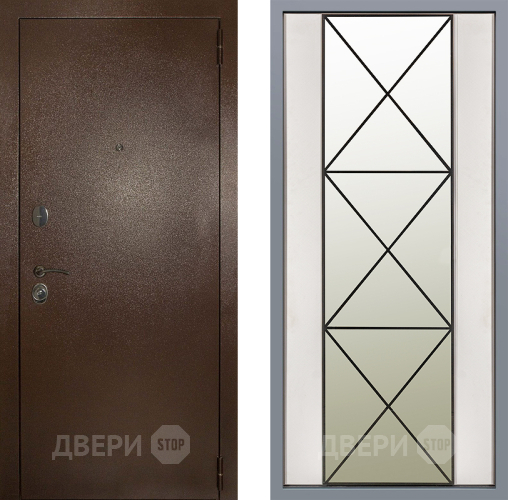 Дверь Заводские двери Эталон 3к антик медь Зеркало Перфекто Структурное дерево