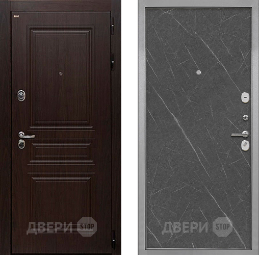 Входная металлическая Дверь Интекрон (INTECRON) Брайтон Тиковое Дерево Гладкая Гранит лава оникс