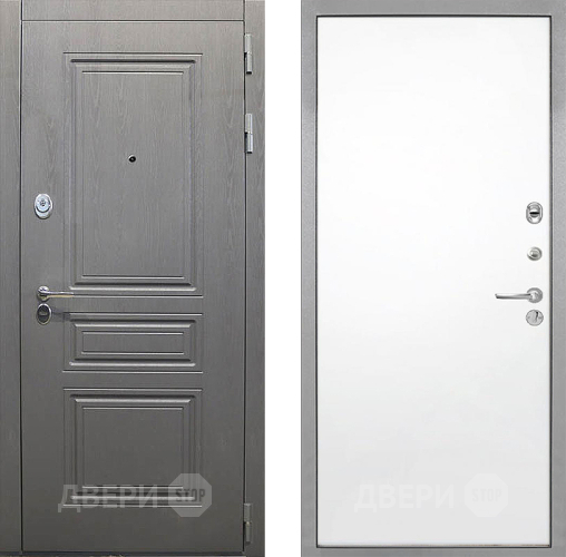 Входная металлическая Дверь Интекрон (INTECRON) Брайтон Графит Гладкая Силк Сноу