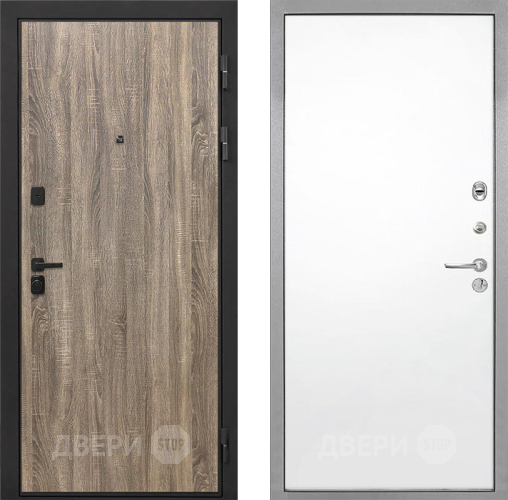 Входная металлическая Дверь Интекрон (INTECRON) Профит Black Дуб Турин Гладкая Силк Сноу