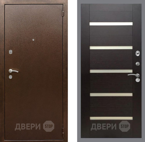 Дверь Рекс (REX) 1А Медный Антик СБ-14 стекло белое венге поперечный