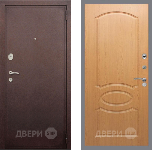 Входная металлическая Дверь Рекс (REX) 2 Медный Антик FL-128 Дуб