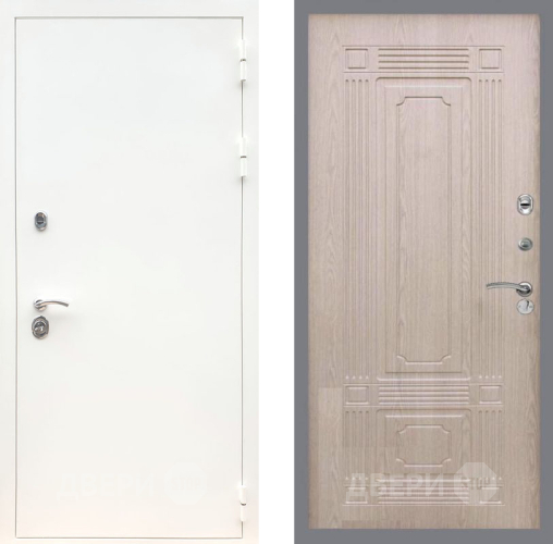 Входная металлическая Дверь Рекс (REX) 5 Белая Шагрень FL-2 Беленый дуб