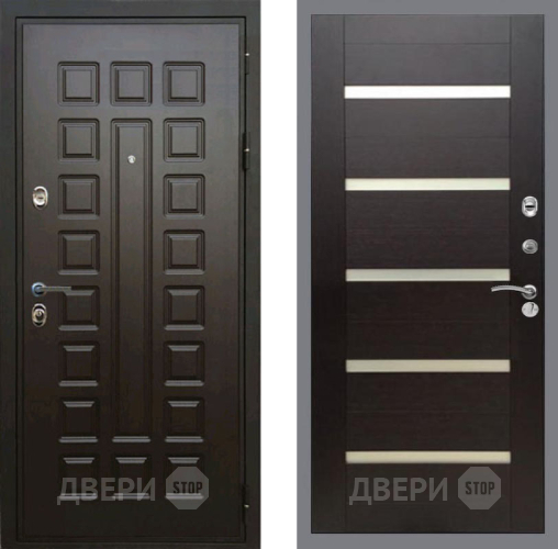 Входная металлическая Дверь Рекс (REX) Премиум 3к СБ-14 стекло белое венге поперечный