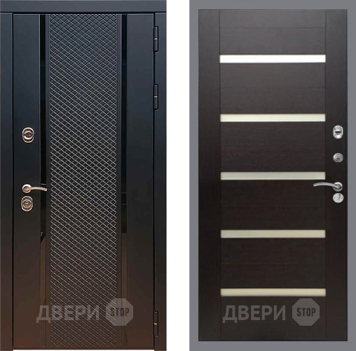 Входная металлическая Дверь Рекс (REX) 25 СБ-14 стекло белое венге поперечный